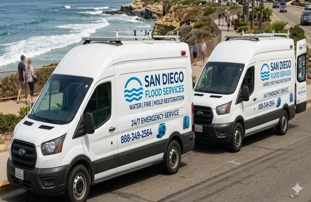 24/7 emergency flood water extraction and structural drying services throughout San Diego County.